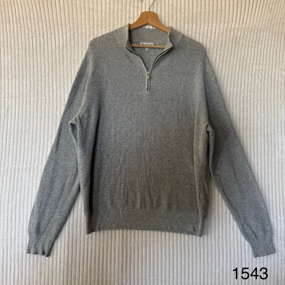 Peter SOLD Millar Sweater Mens Sz XL Grey Quarter Zip Pullover SOLD